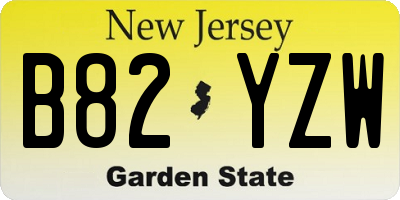 NJ license plate B82YZW