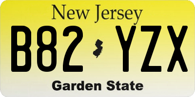 NJ license plate B82YZX