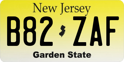 NJ license plate B82ZAF
