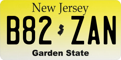 NJ license plate B82ZAN