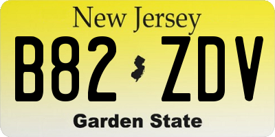 NJ license plate B82ZDV