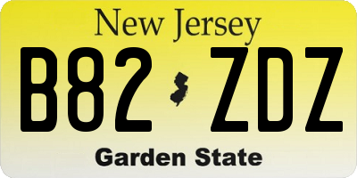 NJ license plate B82ZDZ