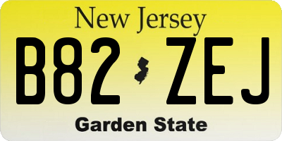 NJ license plate B82ZEJ