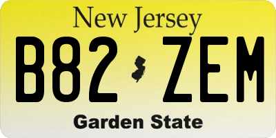 NJ license plate B82ZEM
