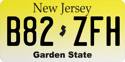 NJ license plate B82ZFH