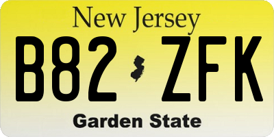 NJ license plate B82ZFK
