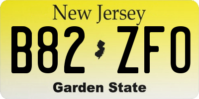NJ license plate B82ZFO
