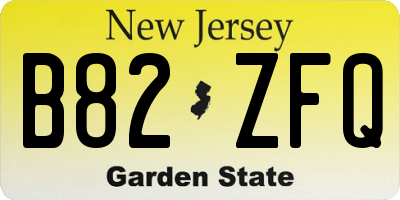 NJ license plate B82ZFQ