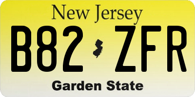 NJ license plate B82ZFR