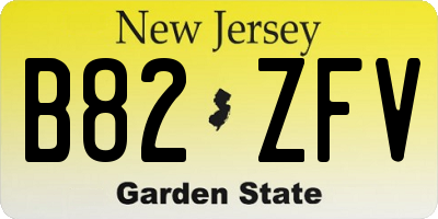 NJ license plate B82ZFV