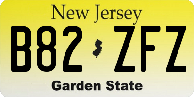NJ license plate B82ZFZ
