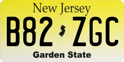 NJ license plate B82ZGC