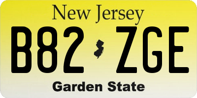 NJ license plate B82ZGE