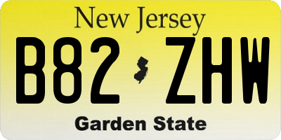 NJ license plate B82ZHW