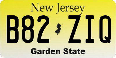 NJ license plate B82ZIQ