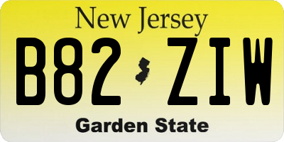 NJ license plate B82ZIW