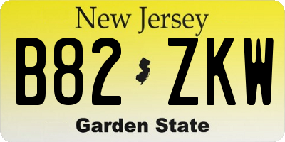 NJ license plate B82ZKW