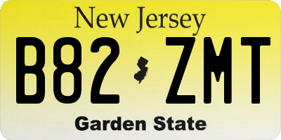 NJ license plate B82ZMT