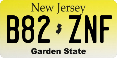 NJ license plate B82ZNF