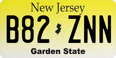 NJ license plate B82ZNN