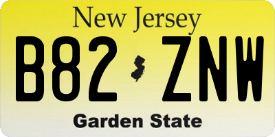 NJ license plate B82ZNW