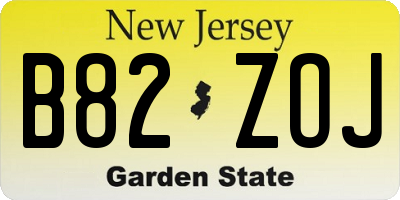 NJ license plate B82ZOJ