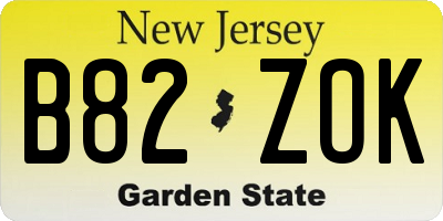 NJ license plate B82ZOK
