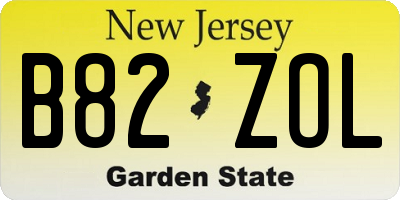 NJ license plate B82ZOL