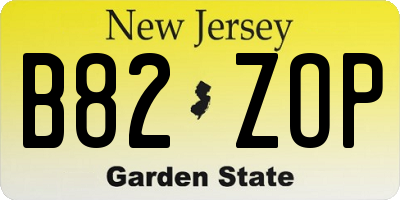 NJ license plate B82ZOP
