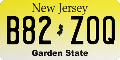 NJ license plate B82ZOQ