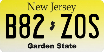 NJ license plate B82ZOS