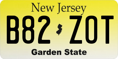 NJ license plate B82ZOT