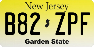 NJ license plate B82ZPF
