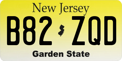 NJ license plate B82ZQD