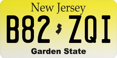 NJ license plate B82ZQI