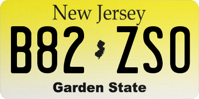 NJ license plate B82ZSO