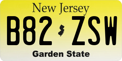 NJ license plate B82ZSW