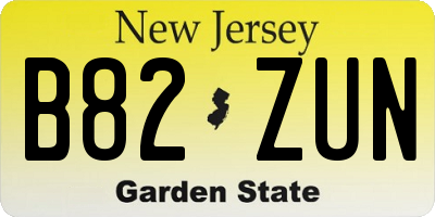 NJ license plate B82ZUN