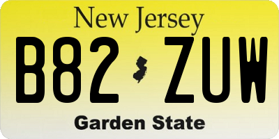 NJ license plate B82ZUW