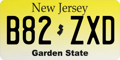 NJ license plate B82ZXD