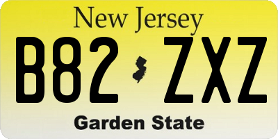 NJ license plate B82ZXZ