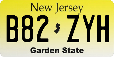 NJ license plate B82ZYH