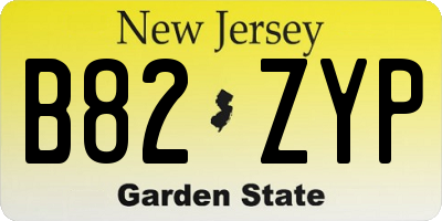 NJ license plate B82ZYP