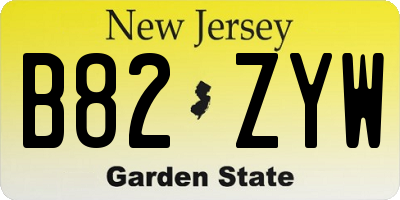 NJ license plate B82ZYW