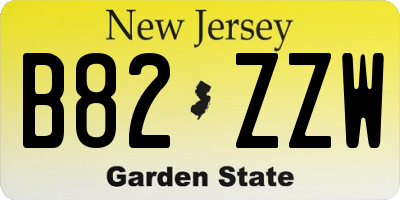 NJ license plate B82ZZW