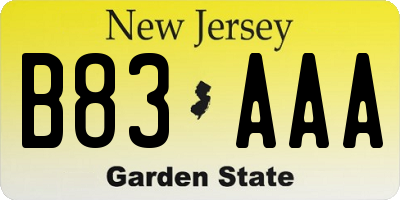 NJ license plate B83AAA
