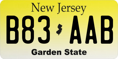 NJ license plate B83AAB