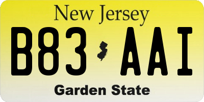 NJ license plate B83AAI