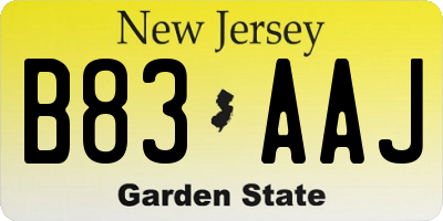 NJ license plate B83AAJ