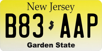 NJ license plate B83AAP